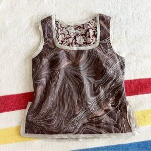 Dosa silk reversible floral/marble swirl top